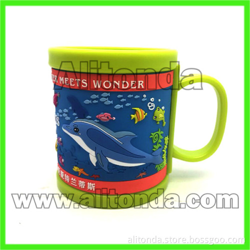 PVC mugs cartoon cute children mugs custom mugs for aquarium office travel agent promotional gifts